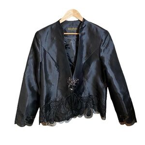 VGT Moshita Couture Dress Blazer Jeweled Hook Closure Embroidered Sequin Black16